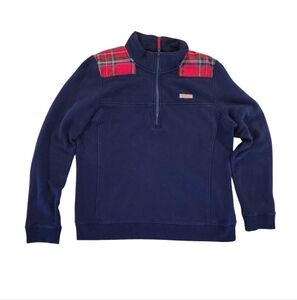 Vineyard Vines Navy & Plaid 1/4 Zip Sweatshirt Women's Size Large